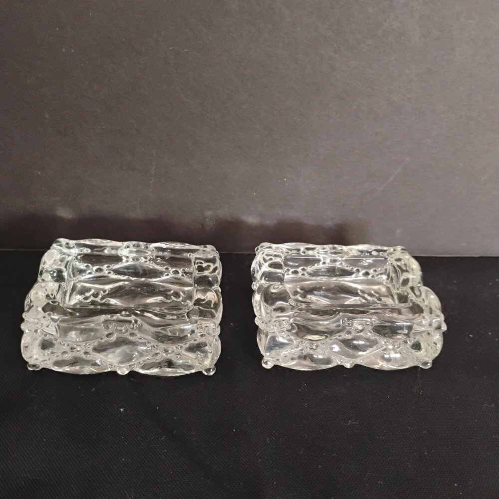 Heisey Glass Vintage Mini Ashtrays , Set of 2, Style # 1533